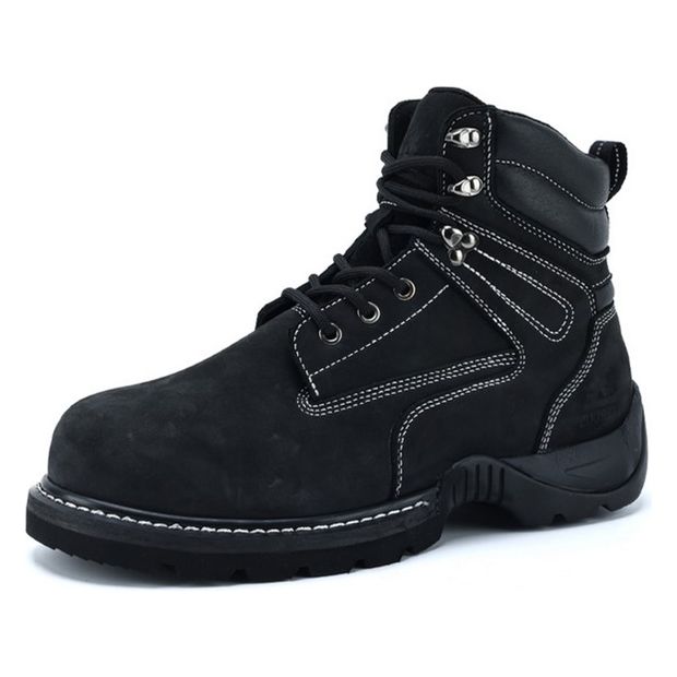 Steel-toe leather work boot